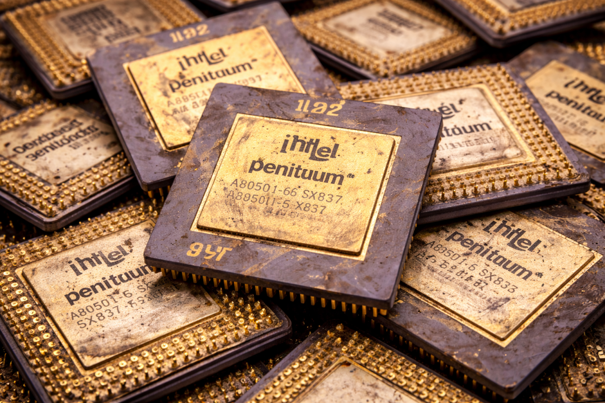 vieux processeur pentium pro avec de l'or